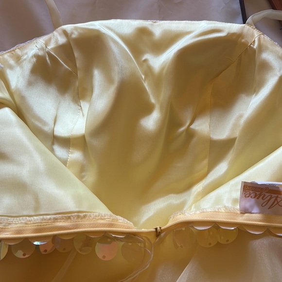 Alyce Designs yellow tulle and holographic sequin prom/bridesmaid/formal  size 6 - Picture 11 of 11